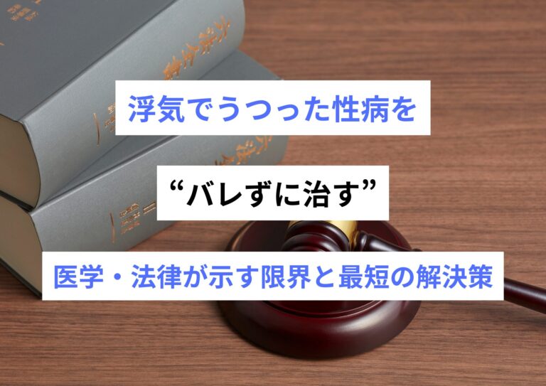 【医師監修】浮気でうつった性病を“バレずに治す”――医学・法律が示す限界と、最短の解決策