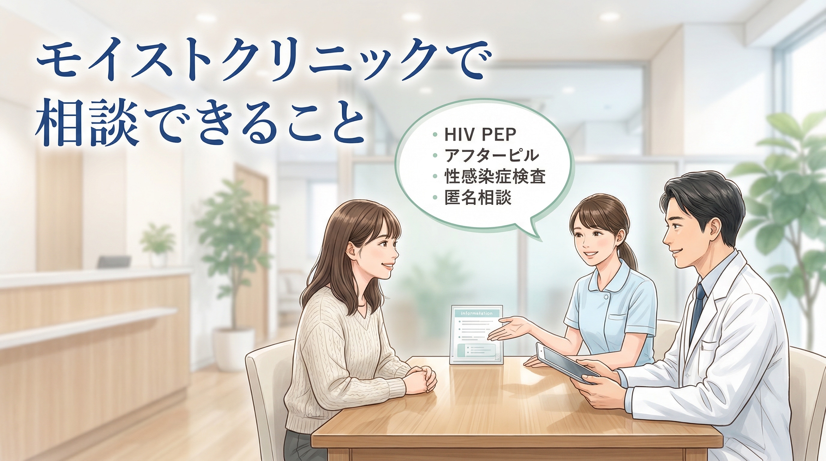 コンドーム破損後の不安をモイストクリニックで相談するイメージ