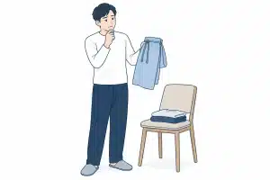 締めつけの少ない衣類を選ぶ成人のイラスト