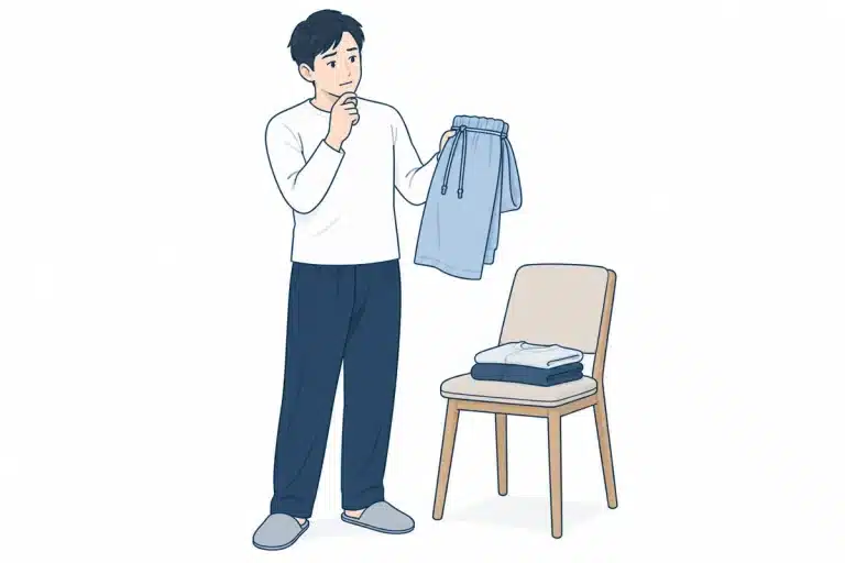 締めつけの少ない衣類を選ぶ成人のイラスト
